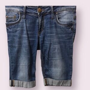 Dsquared Womens Mid Rise Skinny Fit Fading Whiskering Bermuda Shorts Size 6